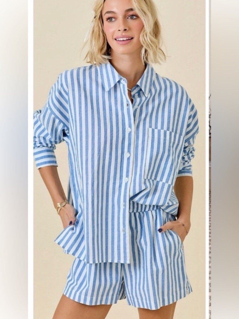 AYR Deep End Striped Shirt & Staycation Short Set Resortwear Loungewear Small